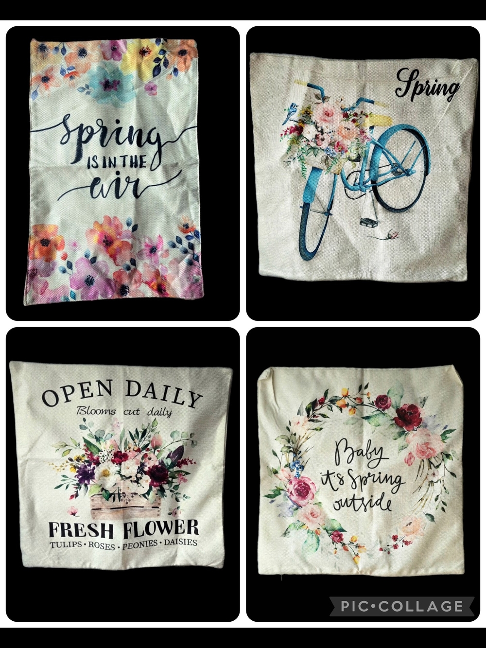 Spring Home Décor Set – 3 Pillow Covers + Garden Flag – NEW